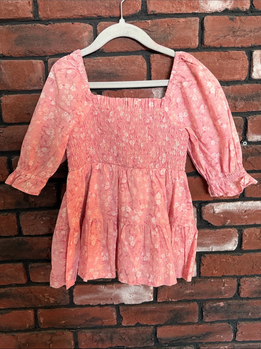 crown & ivy kids dusty rose smocked top